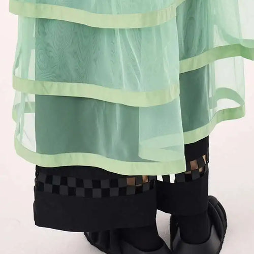 Load image into Gallery viewer, Women Black Layers Mesh Big Size Midi Vest Shirt Dress New Lapel Sleeveless Fashion Tide Spring Summer 2025 1DH9472
