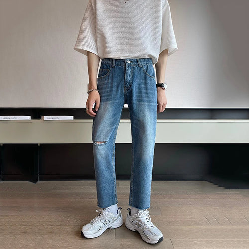 Load image into Gallery viewer, Spring Summer New Men&#39;s Jeans Korean Slim Fit Denim Pants Men Versatile Slight Elastic Trousers Fashion Tide 9C5131
