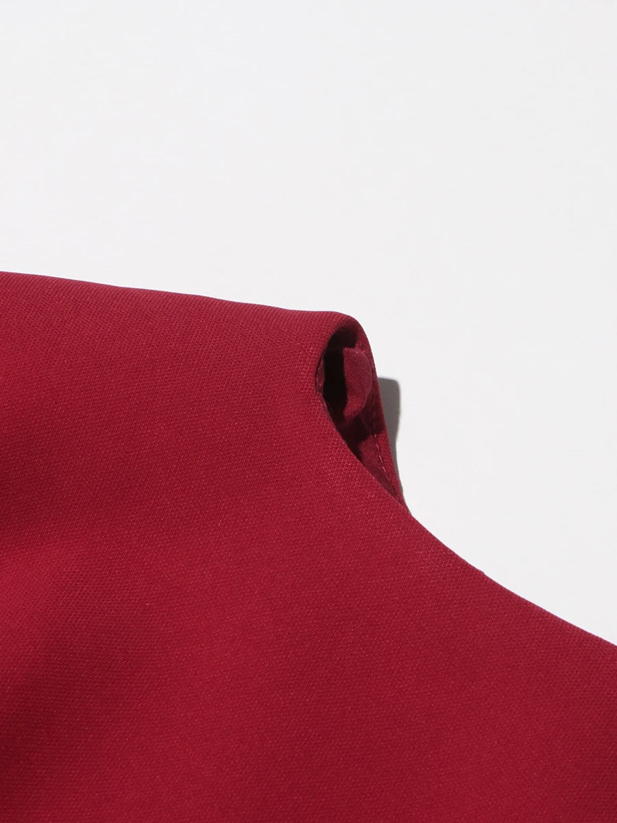 Solid Spliced Temperament Loose Dresses For Women O Neck Long Sleeve High Waist Elegant Dres Female Fashion Style