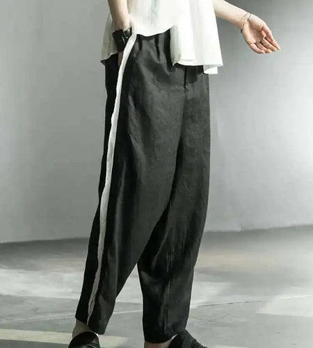 High Waist Black Topstitched Pockets Wide Leg Pants New Loose Fit Trousers Women Fashion Tide Spring Autumn 2025 1DF5357