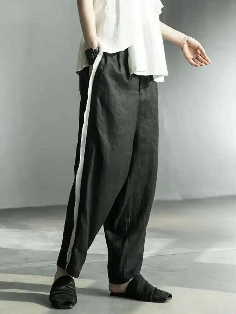 High Waist Black Topstitched Pockets Wide Leg Pants New Loose Fit Trousers Women Fashion Tide Spring Autumn 2025 1DF5357