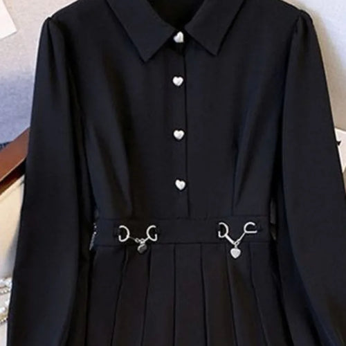 Load image into Gallery viewer, Korean Black Pleated Mini Dress Gothic Goth Harajuku Oversize Black Long Sleeve Short Dresses Women Autumn
