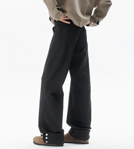 Men's Spring Casual Pants Button-bottoms Style New Kroean Handsome Solid Color Design Male Full Length Trousers 2025 9W1395