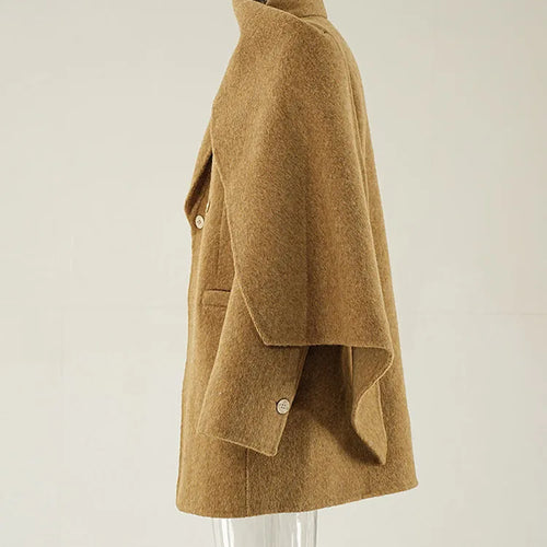 Load image into Gallery viewer, Khaki Big Size Thick Warm Woolen Coat New Scarf Collar Long Sleeve Women Jacket Fashion Tide Autumn Winter 2025 CPDB258
