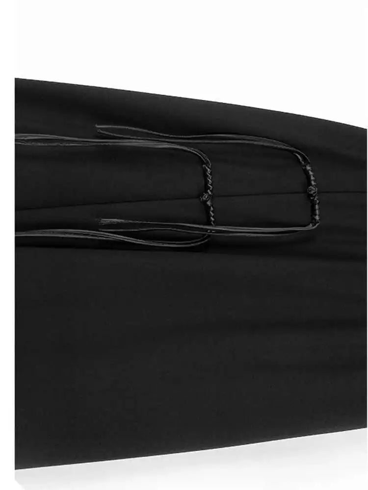 High Elastic Waist Black Irregular Tassels Elegant Half-body Skirt Women Fashion Tide New Spring Autumn 2025 1DH4883