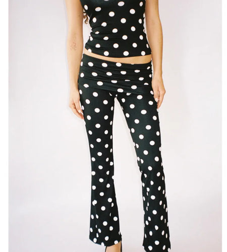 Fashion Round Neck Short Sleeved Polka Dot T-shirt Top Tight Pants Set Women Casual Slim Spring New 2025 Two-piece Set
