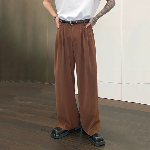 Load image into Gallery viewer, Korean Style Chic Drape Straight Suit Pants Men Loose Simple Solid Color Wide Leg Casual Floor Mop Trousers Autumn 9C6900
