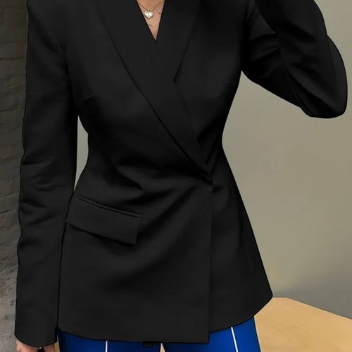 Load image into Gallery viewer, Autumn Long Sleeve Blazer Women Fashion Notched Collar Backless Pocket Suit Jacket Ladies Winter Elegant Blazers
