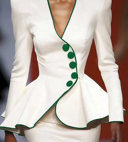 Spring New Women’s Original Jacket Outerwear Deep V-Neck Long Sleeves Buttoned Slim Elegant Ladies Clothing Tops