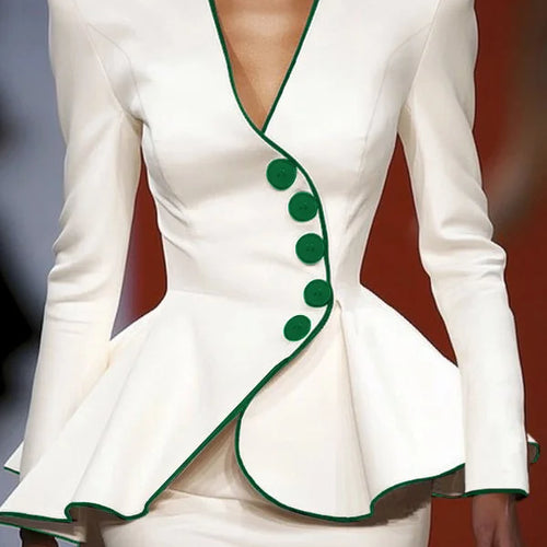 Load image into Gallery viewer, Spring New Women’s Original Jacket Outerwear Deep V-Neck Long Sleeves Buttoned Slim Elegant Ladies Clothing Tops
