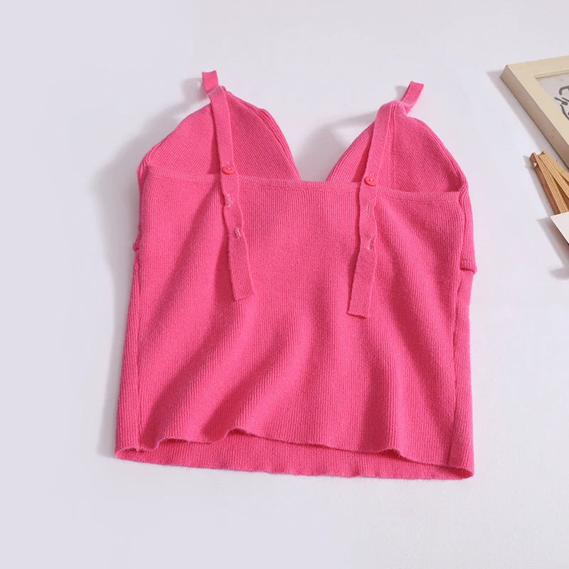 Solid Sexy Club Backless Festival Slip Tank Tops Summer Women Sleeveless Holiday Short Vest Casual Street Clothes Fashion Casual