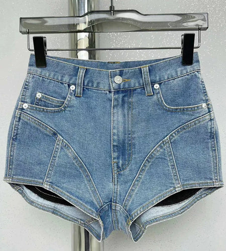 Patchwork Pocket Shorts For Women High Waist Mini Colorblock Temperament Short Pants Female Fashion Style Clothing