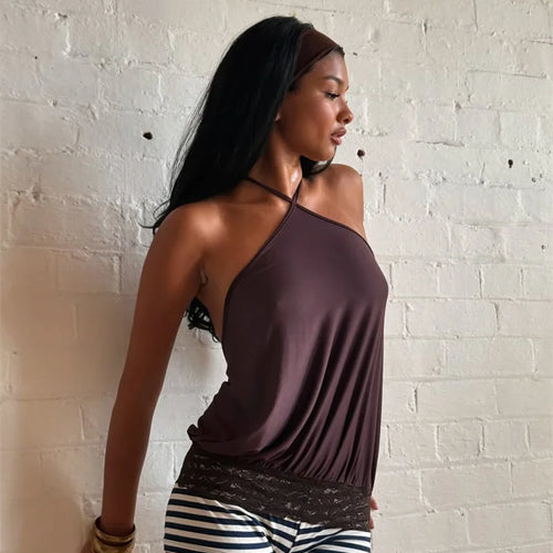 Load image into Gallery viewer, Halter Backless Sexy Mini Dress Women Robe Fashion Summer New Lace Patchwork Sleeveless Pleated Ruffled Club Dress
