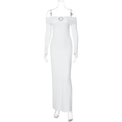 Load image into Gallery viewer, Off-shoulder Long Sleeve Sexy Maxi Dress For Women Autumn New Strapless Backless Bodycon Elegant Club Party Long Dress
