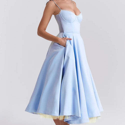 Load image into Gallery viewer, Elegant A-line Backless Sexy Midi Dress For Women Fashion Spaghetti Strap Sleeveless Loose Club Party Sexy Dress New
