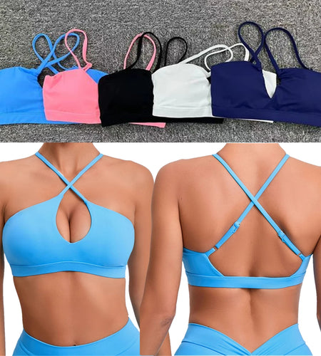 Hot Girl Hollow Out Running Sports Bra Fitness Yoga Bra Crop Tank Top Underwear Women Vest Shockproof Shirt Jogging Sportswear