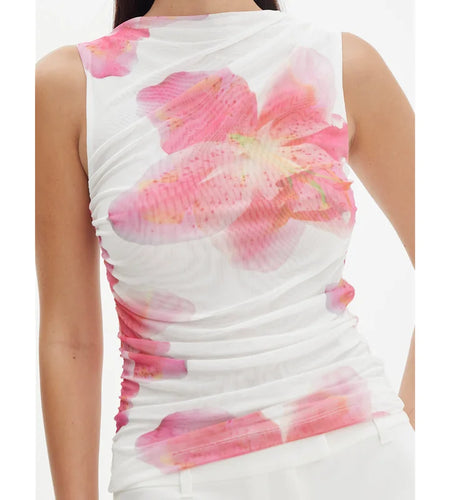 y2k Tops for Women Fairycore Clothing Summer Floral/Tie Dye Print Sleeveless Mesh T Shirt 2000s Vest Fashion Streetwear