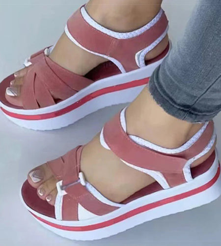 Women's Sandals Mix Color Wedges Heels Sandals Summer 2025 Shoes Woman Heeled Sandals Platform Summer Shoes Women Block Footwear