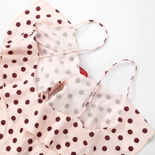 Load image into Gallery viewer, Rose Polka Dot Maxi Dress For Women Gown Spaghetti Strap Off-shoulder Sleeveless Backless Elegant Evening Club Dress
