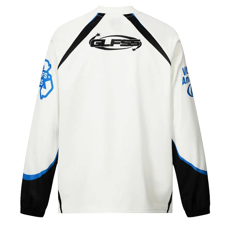 Vintage T-Shirt Y2K Grunge Dog Graphic Printed Sport Patchwork Long Sleeve Tshirt Streetwear Hip Hop Harajuku Casual Loose Shirt