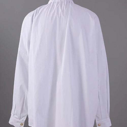 Load image into Gallery viewer, Women Big Size Button Decoration Blouse New Stand Collar Long Sleeve Loose Fit Shirt Fashion Spring Autumn 2025 1DD3478
