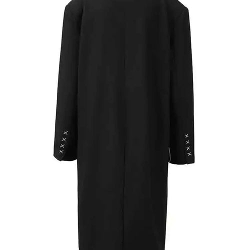 Load image into Gallery viewer, Women Black Topstitched Big Size Long Casual Blazer New Lapel Long Sleeve Jacket Fashion Tide Spring Autumn 2025 20A3504
