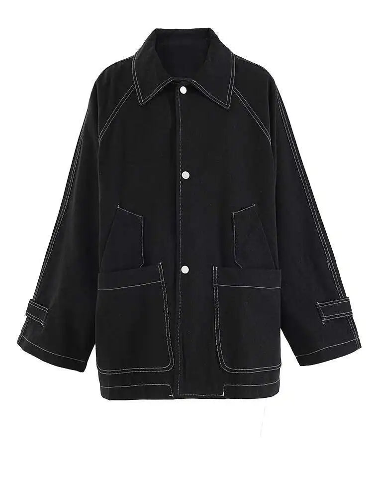 Big Size Denim Jacket Wide Leg Pants Two Piece Suit New Lapel Long Sleeve Women Fashion Tide Spring Autumn 2025 CPG2048