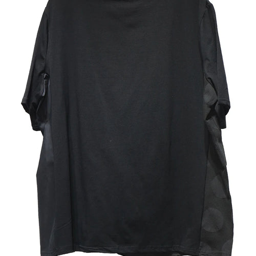 Load image into Gallery viewer, Women Black Dot Jacquard Pleated Big Size T-shirt New Round Neck Short Sleeve Fashion Tide Spring Summer 2025 1DJ1343
