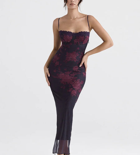 Purple Print Sexy Long Fishtail Dress For Women Robe New Spaghetti Strap Sleeveless Backless Ruched Maxi Dress Vestidos