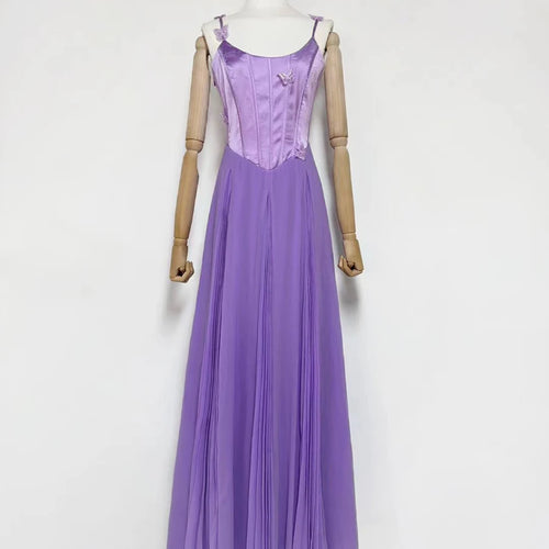 Load image into Gallery viewer, Solid Slimming Spliced Appliques Elegant Dresses for Women Square Nec Sleeveless Tunic Patchwork Folds Dress Female
