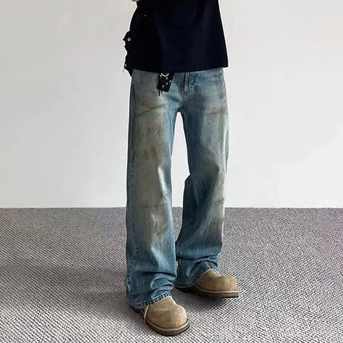 Load image into Gallery viewer, American Male Jeans High Street Design Tie Dye Make Old Style Denim Pants Slight Flared Fashion Men's Trousers 9W1481
