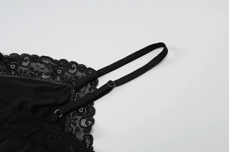 Lace Spaghetti Strap Sexy Mini Dress For Women Robe Fashion Sleeveless Backless Bodycon Side Split Club Dress Vestido