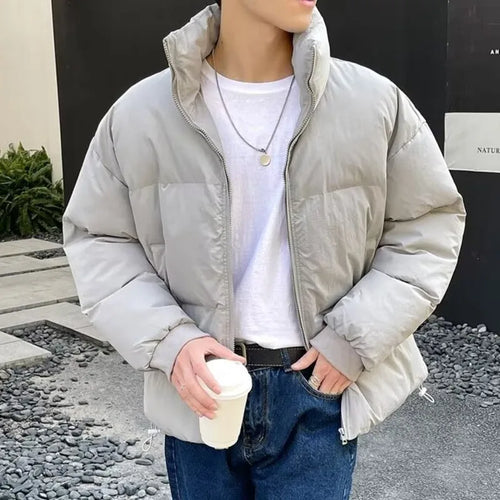 Load image into Gallery viewer, Stand Collar Padded Jacket Men&#39;s Warm Top Casual Thick Zipper Drawstring 2024 Fashion Male Winter Cotton Coat Korean 9C8852
