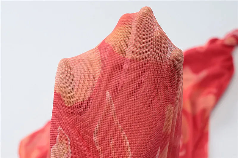 Halter Deep V Neck Ruffled Sexy Maxi Dress For Women Fashion Sleeveless Backless High Waist Bodycon Club Printed Dress