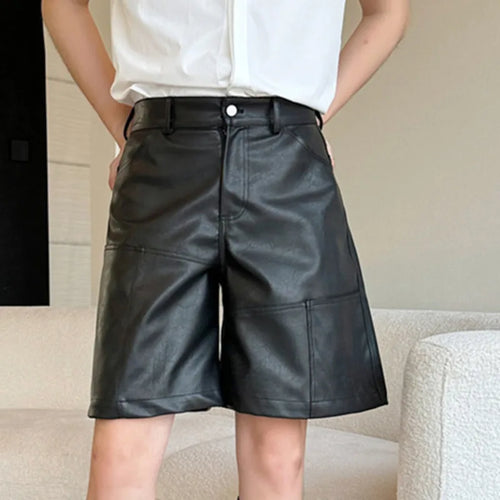 Load image into Gallery viewer, Niche Style Men&#39;s Shorts Casual Leather Straight Male Trousers Wide Leg Loose Bottom Stylish Pockets Summer 9C6373
