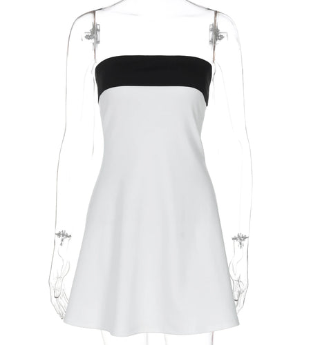 Elegant Matching Color Strapless Backless Sexy Slim Mini Prom Dress Summer Women Casual Clothes Evening Party Birthday