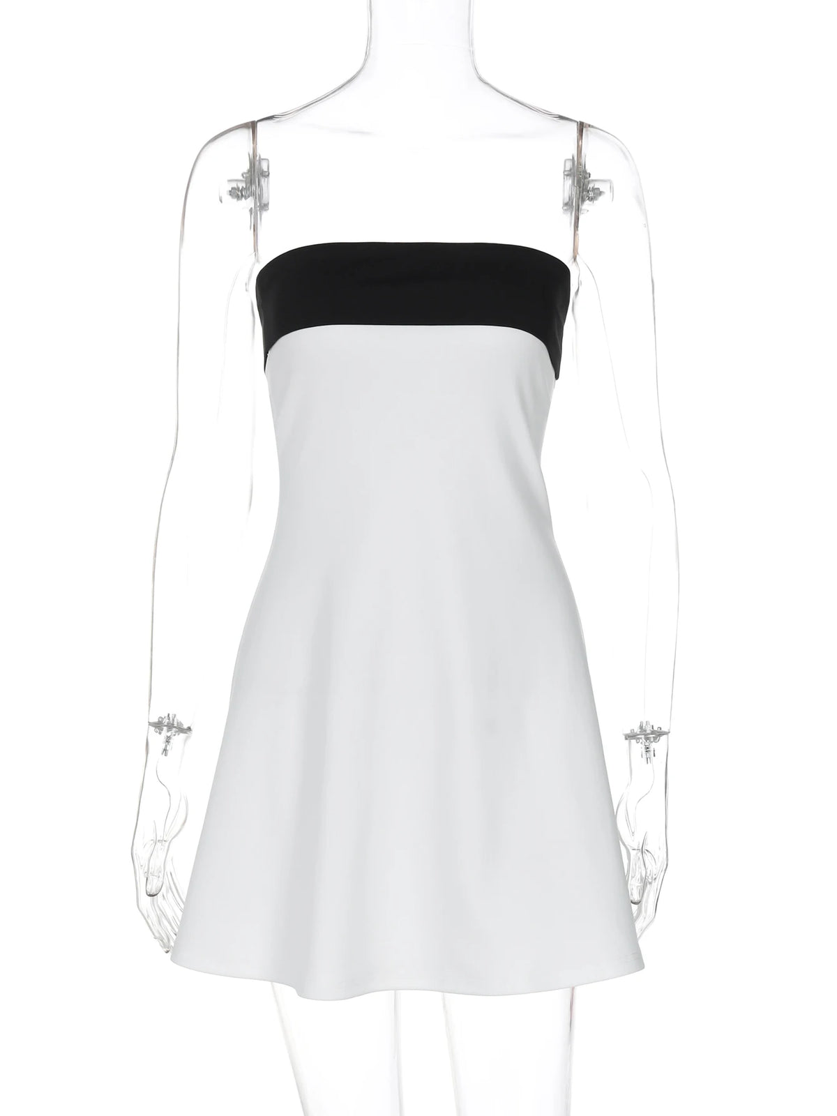 Elegant Matching Color Strapless Backless Sexy Slim Mini Prom Dress Summer Women Casual Clothes Evening Party Birthday