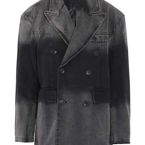 Load image into Gallery viewer, Gray Big Size Denim Jacket Wide Leg Pants Two Piece Suit New Lapel Long Sleeve Women Fashion Spring Autumn 2025 CPG0798
