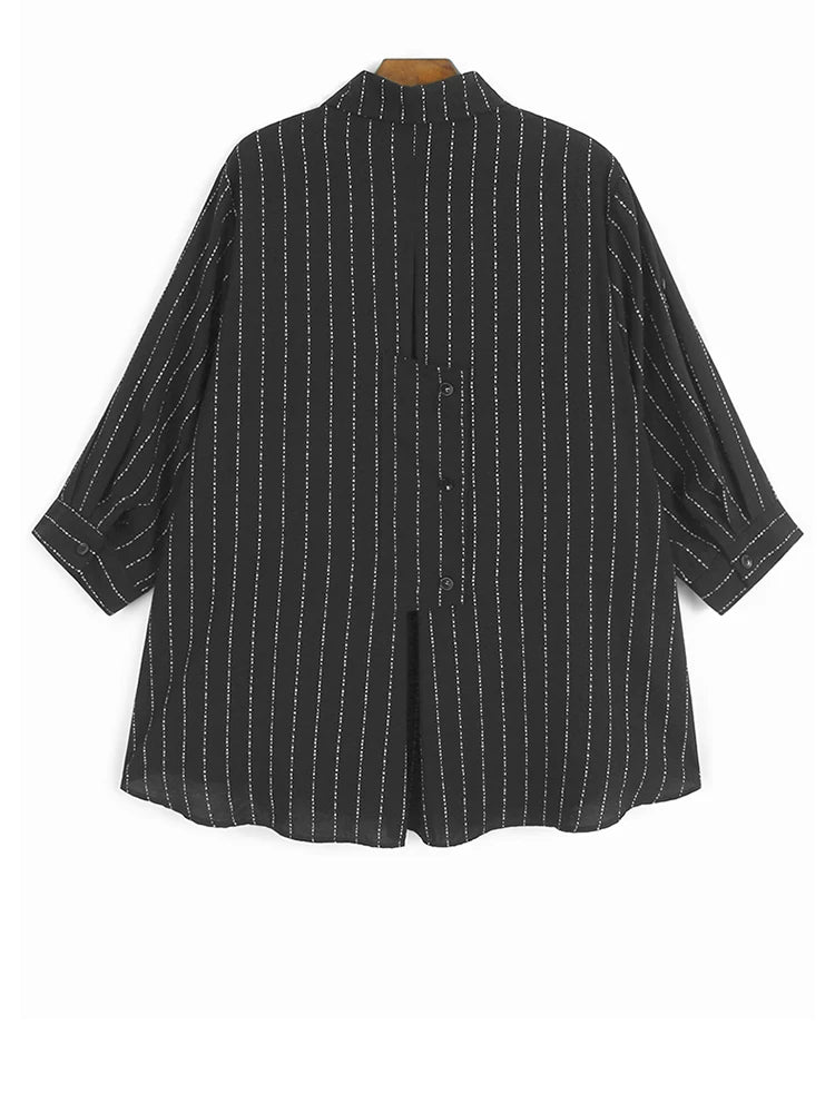 Tassels Striped Shirt Wide Leg Shorts Two Piece Suit New Lapel Long Sleeve Women Fashion Tide Spring Autumn 2025 1DJ1226