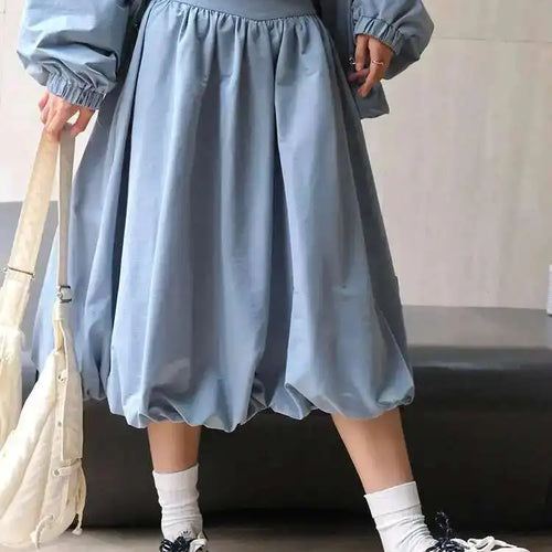 Load image into Gallery viewer, High Waist Purple Blue Pleated Shaped Elegant A-line Half-body Skirt Women Fashion Tide New Spring Autumn 2025 1DH6529
