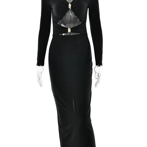 Load image into Gallery viewer, Sexy Hollowed Out Long Sleeved Dress Dress For Women Elegant Bodycon Party Club Evening Dress Winter 2025 Female Vestido
