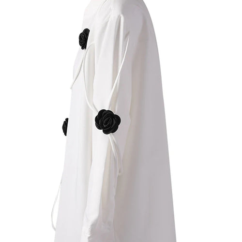 Load image into Gallery viewer, Women White 3d Flower String Big Size Elegant Blouse New Lapel Long Sleeve Shirt Fashion Tide Spring Autumn 2025 CPG3098
