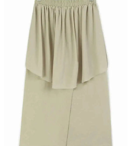 High Elastic Waist Apricot Ruffles Irregular Wide Leg Pants New Trousers Women Fashion Tide Spring Autumn 2025 1DJ0296