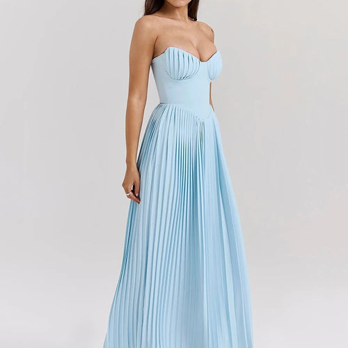 Load image into Gallery viewer, Off-shoulder Backless Pleated Maxi Dress For Women Fashion Strapless Sleeveless High Waist Bodycon Sexy Long Dress
