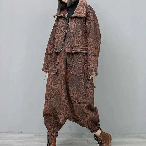 Load image into Gallery viewer, Leopard Print Burr Short Big Size Casual Jacket New Lapel Long Sleeve Women Coat Fashion Tide Spring Autumn 2025 1DH6427
