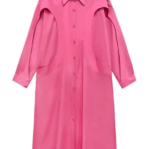 Load image into Gallery viewer, Women Green Rose Red Spliced Big Size Midi Shirt Dress New Lapel Long Sleeve Fashion Tide Spring Autumn 2025 1DH5167
