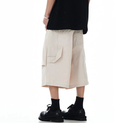 Load image into Gallery viewer, Men's Cargo Shorts New American Silhouette Curved Knife Design Solid Color Trendy Pleated Stylish Male Simple Pants 9W1712
