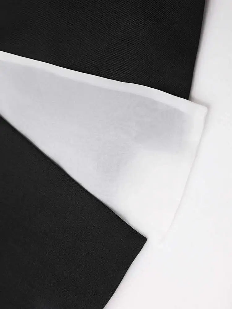 Women White Black Color-block Chiffon Elegant Blazer New Lapel Long Sleeve Jacket Fashion Tide Spring Autumn 2025 CPDB137