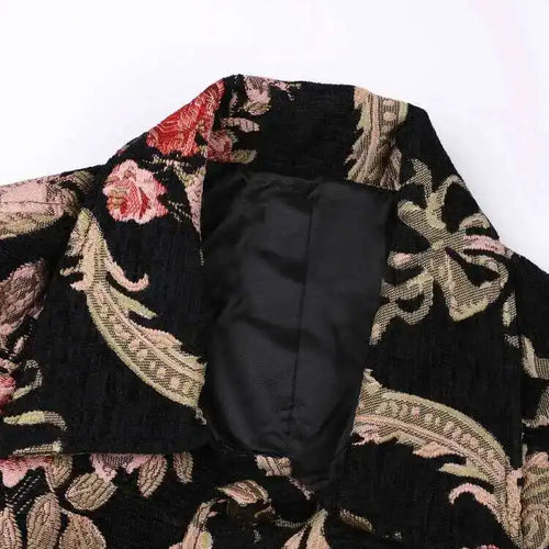 Load image into Gallery viewer, Black Jacquard Thick Big Size Vintage Jacket New Lapel Long Sleeve Women Coat Fashion Tide Spring Autumn 2025 CPG1148

