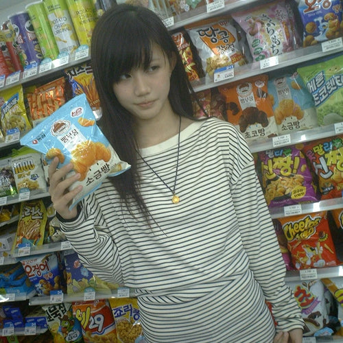 Japanese Y2k Long Sleeve Striped T-shirt 2000s Lazy Style Knitted Tops Vintage Harajuku Knit T Shirt American Retro 90s